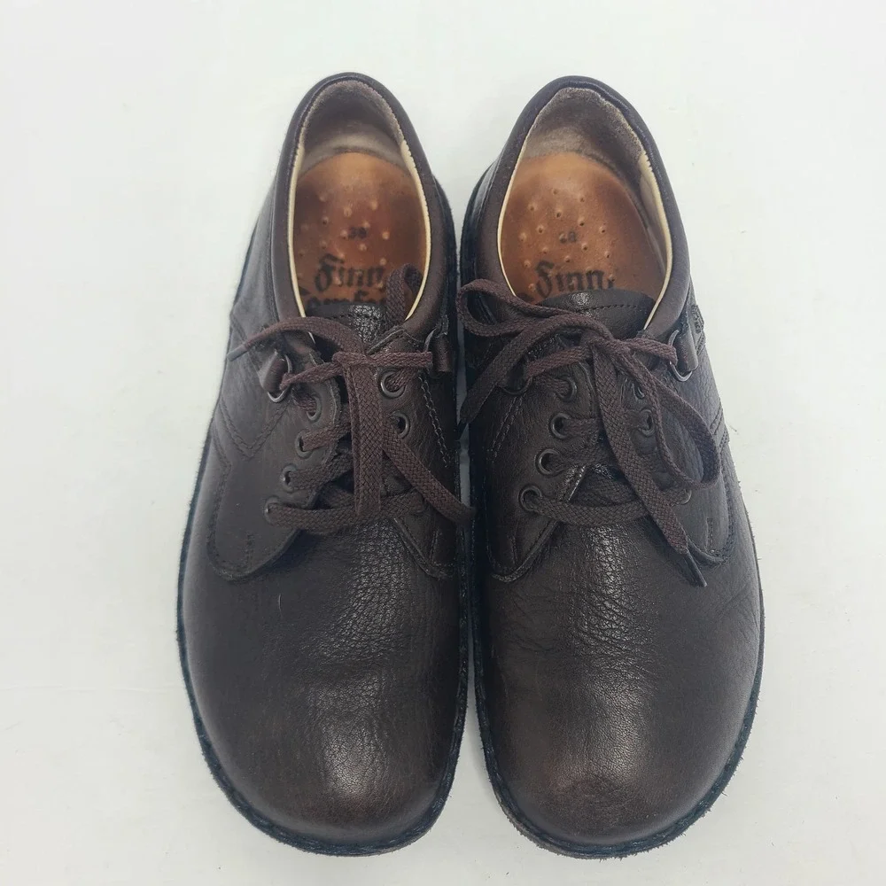Finn Comfort Brown Leather Earthy Rustic Oxford‎ Sneaker Shoes EU 38 US 8W 6M